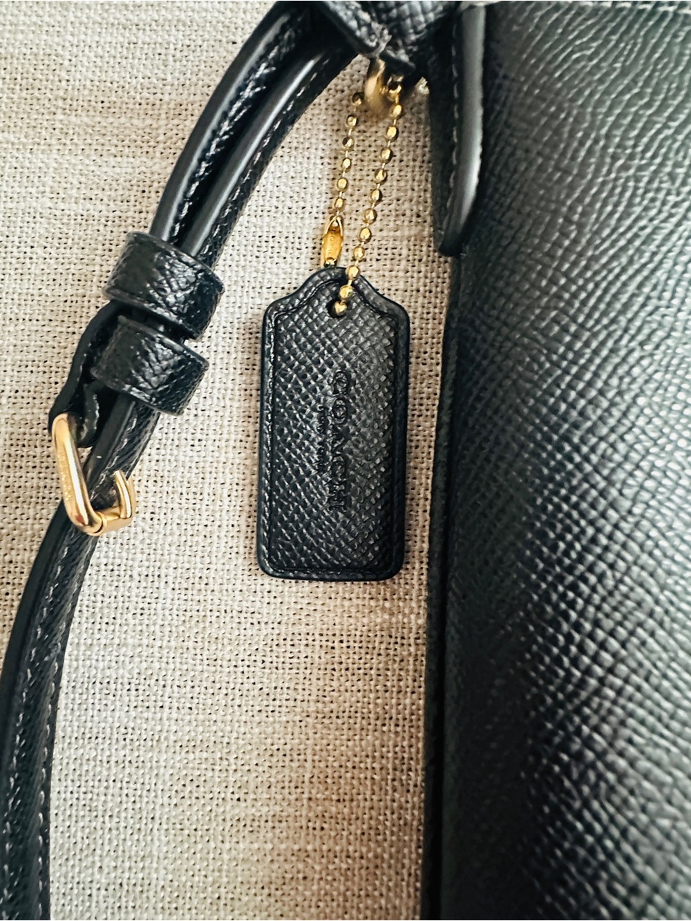 Coach Black Mini Rowan File Pebbled Leather Crossbody with Gold Accents - Picture 7 of 14